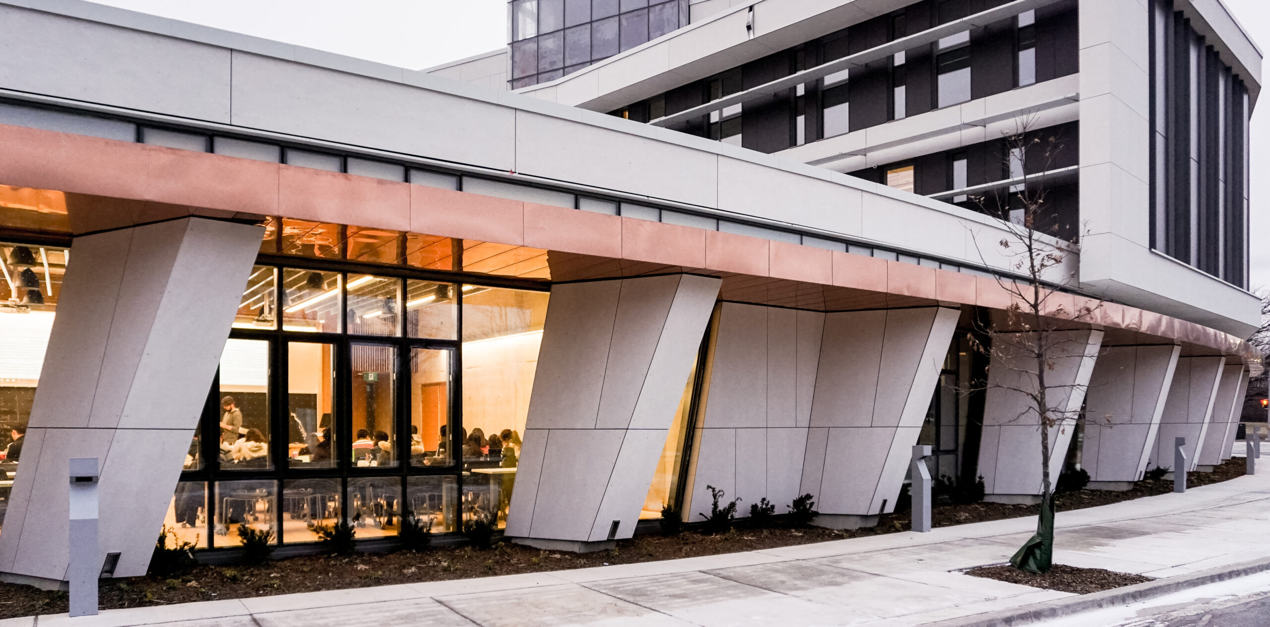 Exterior detail of the Rob and Cheryl McEwen Graduate Study & Research Building.