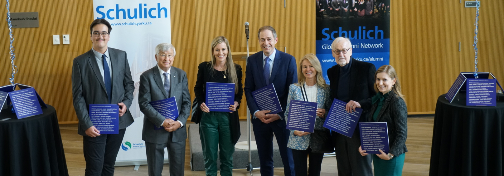 Dean Zwick with special guests including Dean Emeritus Dezsö Horváth, Judy Schulich, Cheryl McEwen, James McKellar, Christina Niederwanger and others at the Schulich Art Collection book launch.