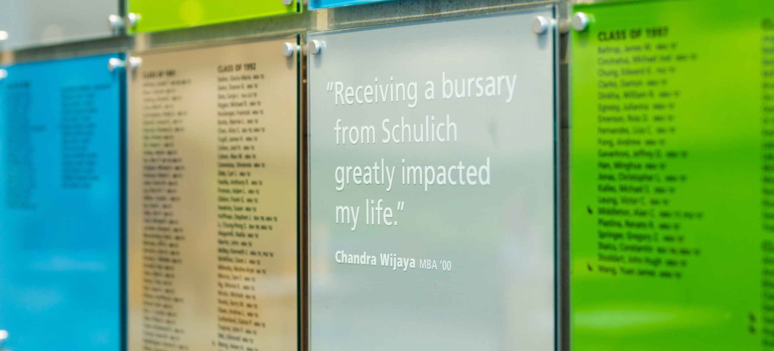 Detail from the Schulich Alumni Donor Wall signage.